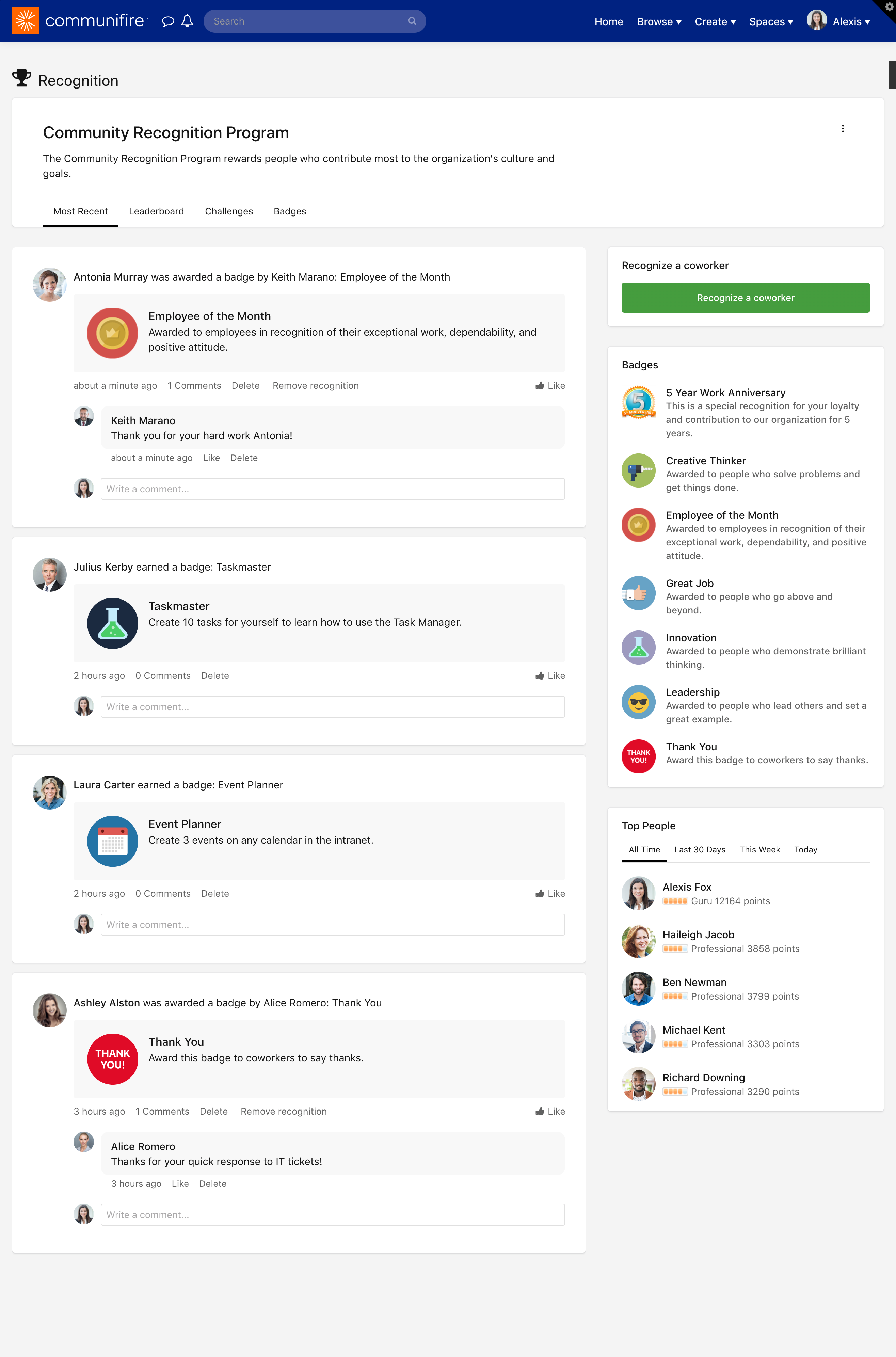 Recognition Activity Page
