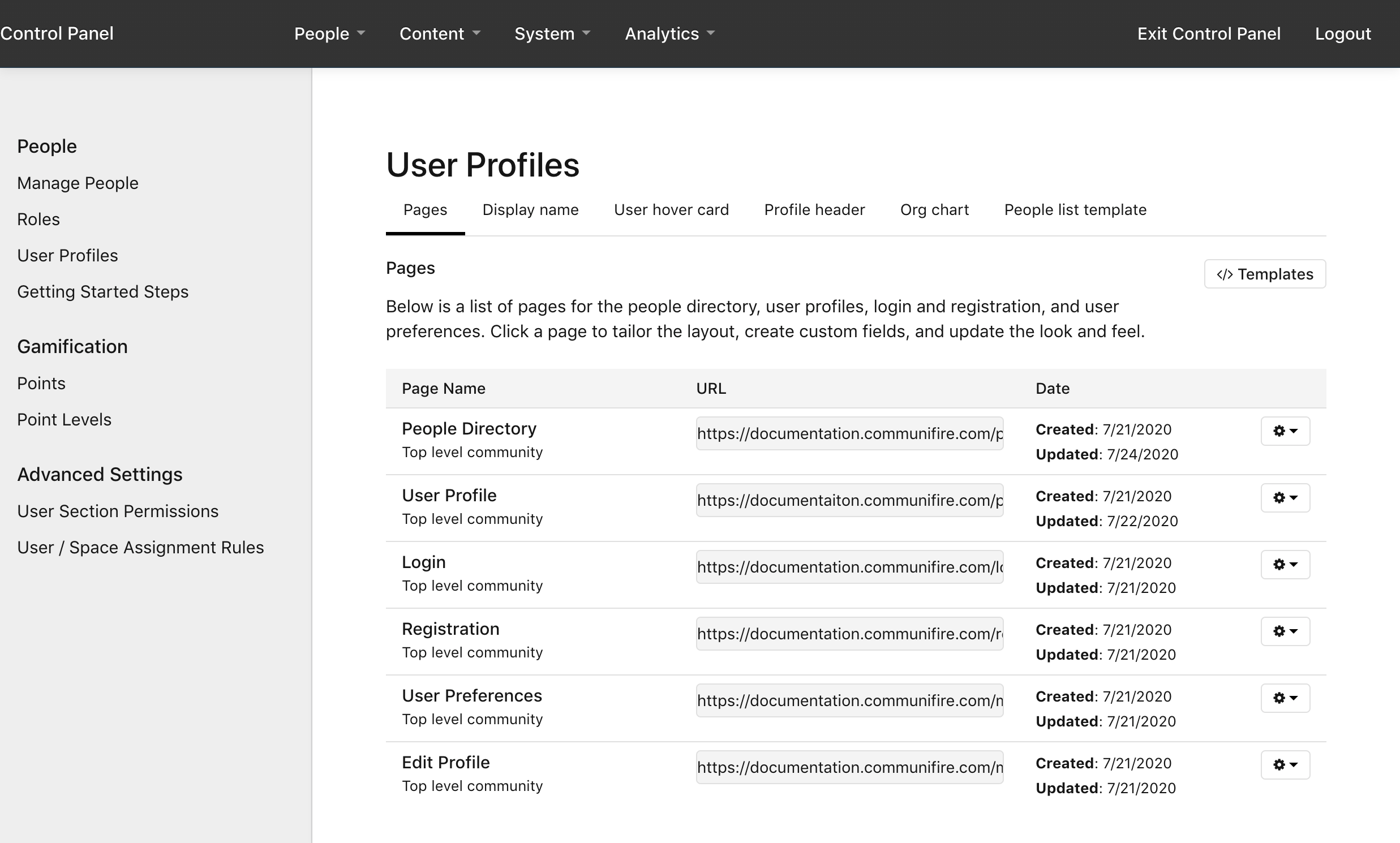 Control Panel > People > User Profiles